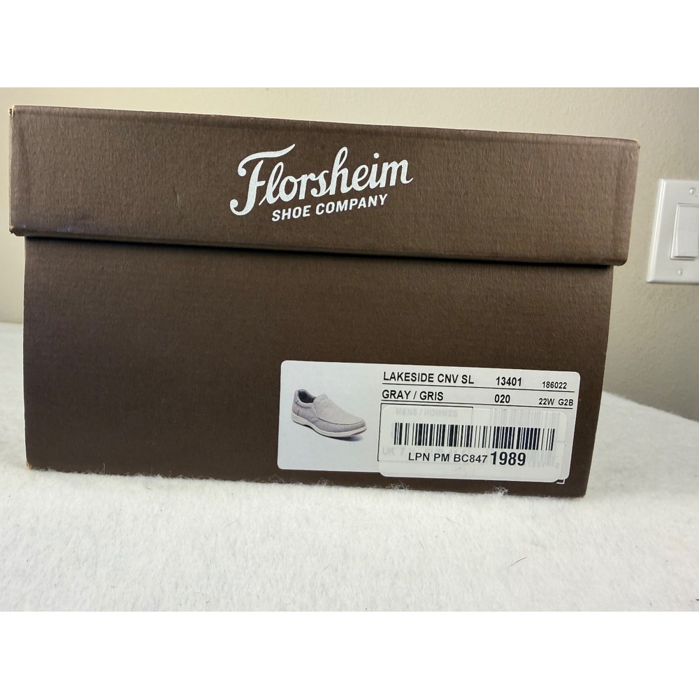 Florsheim Lakeside Canvas Slip On Gray Men's 8.5 / Women's 10 Comfort NWT - Picture 3 of 8